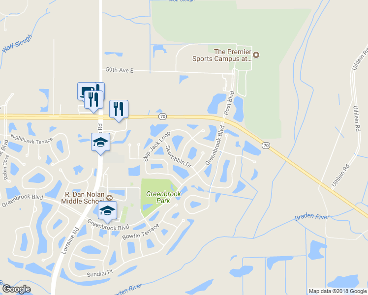 map of restaurants, bars, coffee shops, grocery stores, and more near 6230 Blue Runner Court in Bradenton