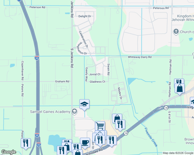 map of restaurants, bars, coffee shops, grocery stores, and more near 1717 Celebration Drive in Fort Pierce