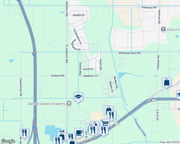 map of restaurants, bars, coffee shops, grocery stores, and more near 1717 Celebration Drive in Fort Pierce
