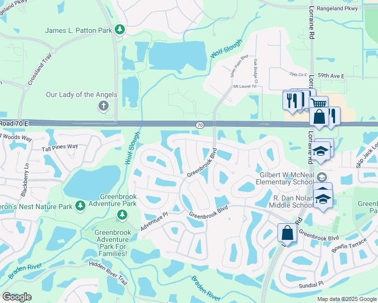 map of restaurants, bars, coffee shops, grocery stores, and more near 6221 Willet Court in Lakewood Ranch