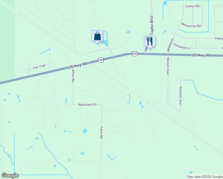 map of restaurants, bars, coffee shops, grocery stores, and more near 255 Hickory Ridge Drive in Sebring