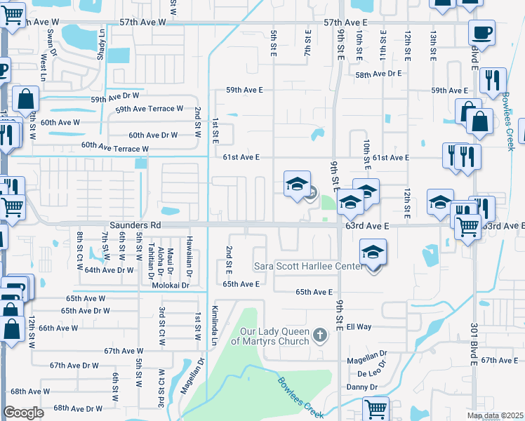 map of restaurants, bars, coffee shops, grocery stores, and more near 307 Apricot Street in Bradenton