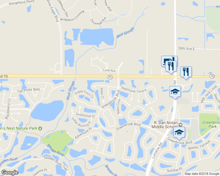 map of restaurants, bars, coffee shops, grocery stores, and more near 6205 Macaw Glen in Bradenton