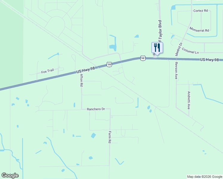 map of restaurants, bars, coffee shops, grocery stores, and more near 255 Hickory Ridge Drive in Sebring