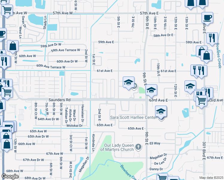 map of restaurants, bars, coffee shops, grocery stores, and more near 307 Apricot Street in Bradenton