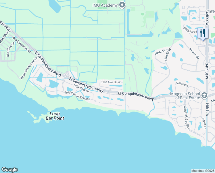 map of restaurants, bars, coffee shops, grocery stores, and more near 4809 61st Avenue Terrace West in Bradenton
