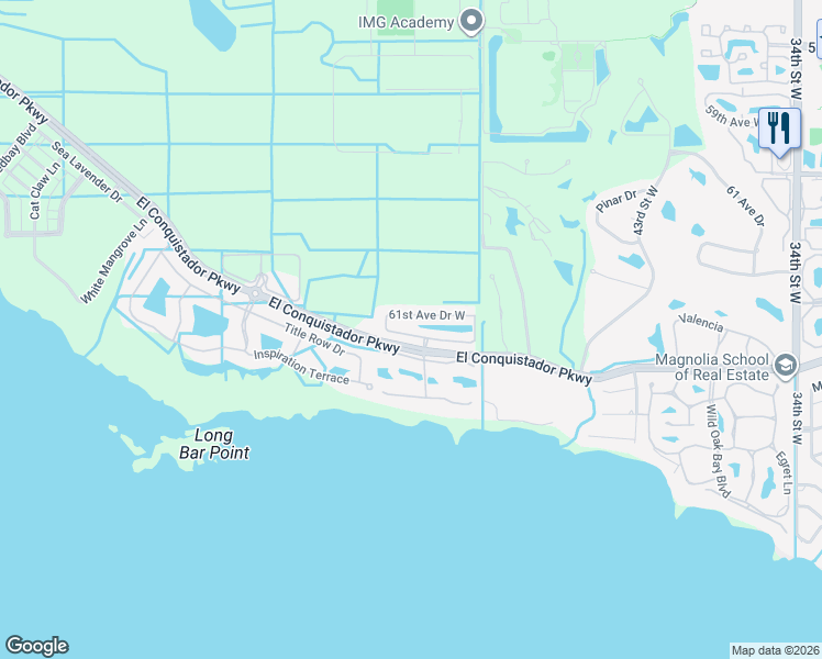 map of restaurants, bars, coffee shops, grocery stores, and more near 4809 61st Avenue Terrace West in Bradenton