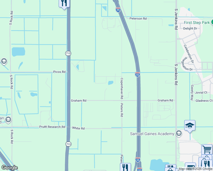 map of restaurants, bars, coffee shops, grocery stores, and more near 6730 Graham Road in Fort Pierce