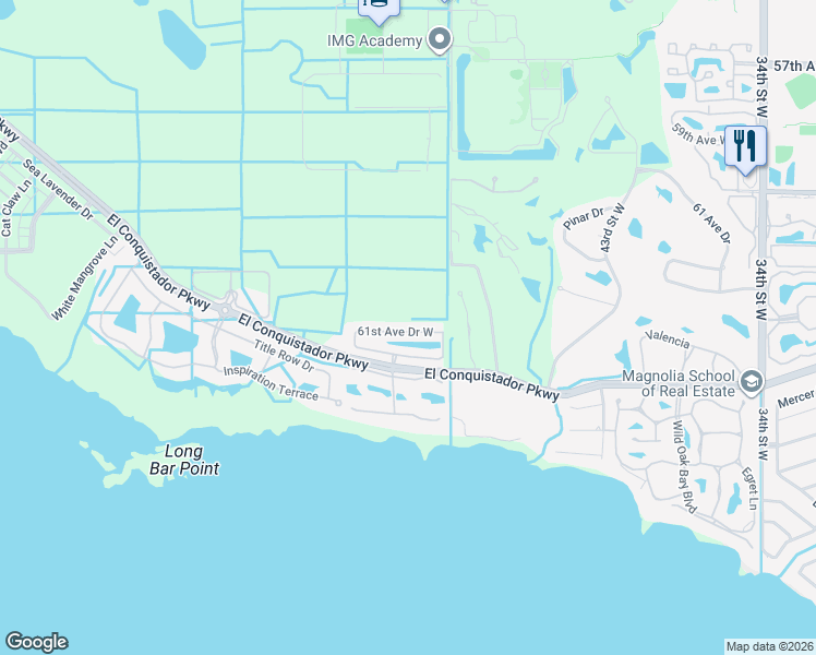 map of restaurants, bars, coffee shops, grocery stores, and more near 4717 61st Avenue Drive West in Bradenton