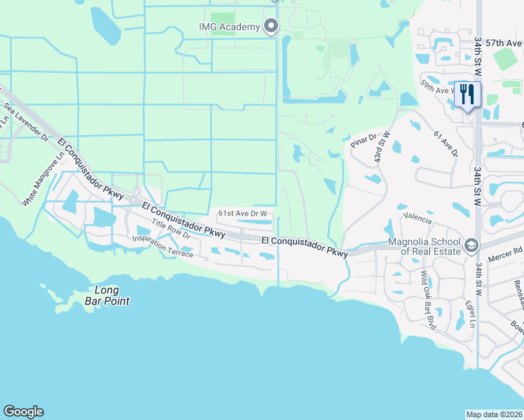 map of restaurants, bars, coffee shops, grocery stores, and more near 4717 61st Avenue Drive West in Bradenton