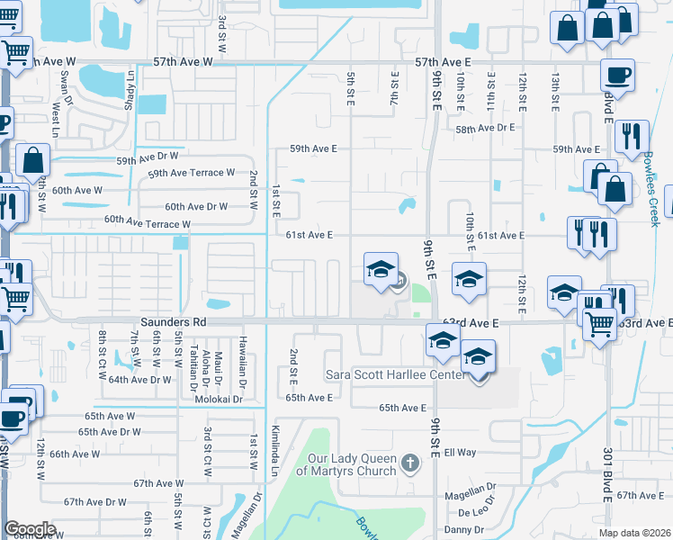 map of restaurants, bars, coffee shops, grocery stores, and more near 298 Apricot Street in Bradenton