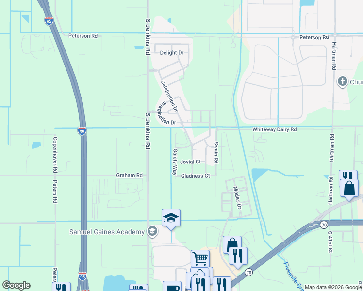 map of restaurants, bars, coffee shops, grocery stores, and more near 1620 Celebration Drive in Fort Pierce