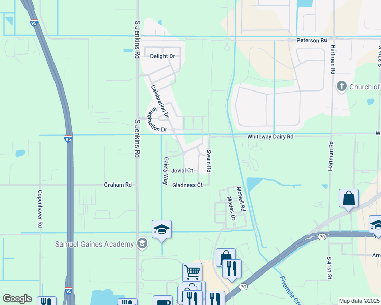 map of restaurants, bars, coffee shops, grocery stores, and more near 1620 Celebration Drive in Fort Pierce
