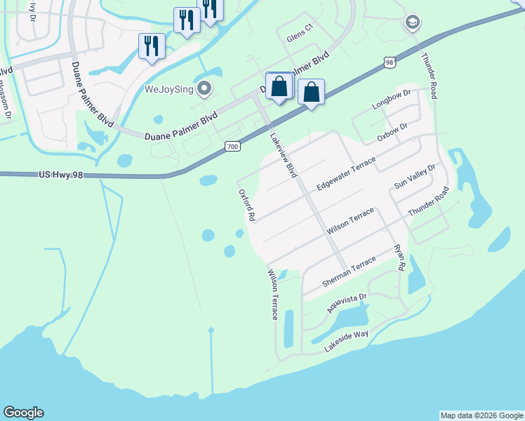 map of restaurants, bars, coffee shops, grocery stores, and more near 6317 Edgewater Terrace in Sebring