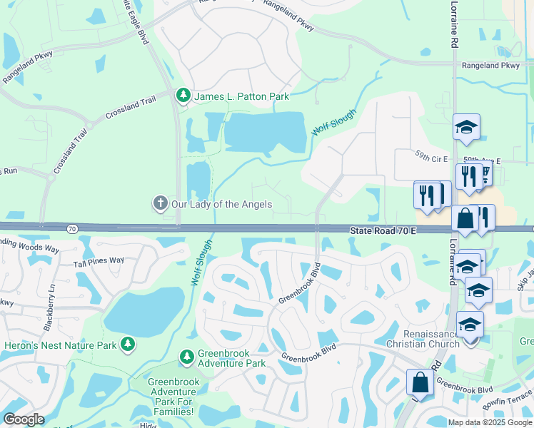 map of restaurants, bars, coffee shops, grocery stores, and more near 13700 Luxe Avenue in Bradenton
