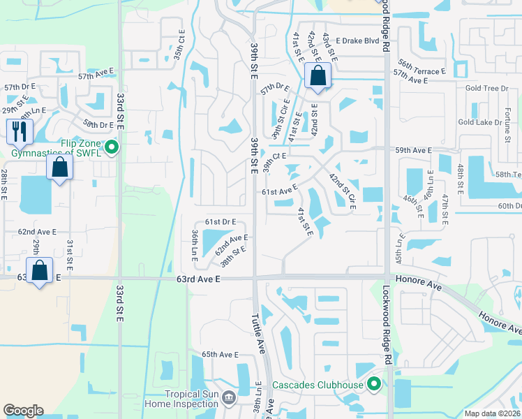 map of restaurants, bars, coffee shops, grocery stores, and more near 6106 39th Court East in Bradenton