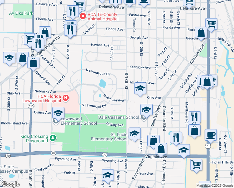 map of restaurants, bars, coffee shops, grocery stores, and more near 1402 Nebraska Avenue in Fort Pierce