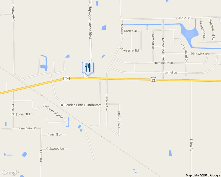 map of restaurants, bars, coffee shops, grocery stores, and more near 111 Revson Avenue in Sebring