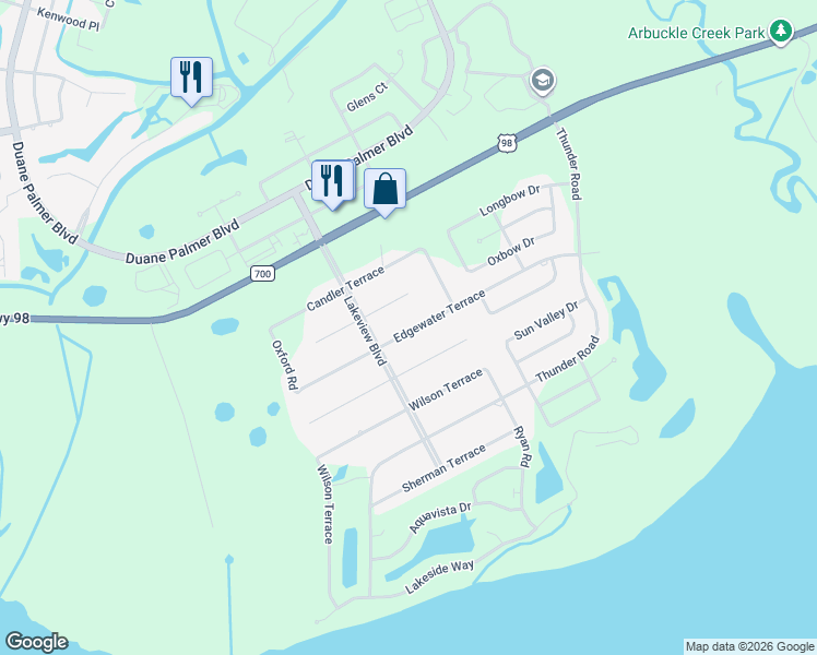 map of restaurants, bars, coffee shops, grocery stores, and more near 6033 Edgewater Terrace in Sebring