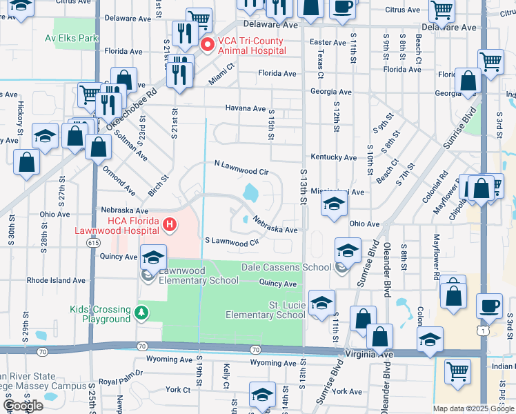 map of restaurants, bars, coffee shops, grocery stores, and more near 1457 Captains Walk in Fort Pierce