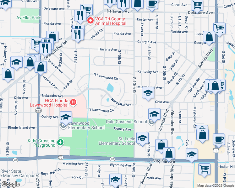 map of restaurants, bars, coffee shops, grocery stores, and more near 1457 Captains Walk in Fort Pierce