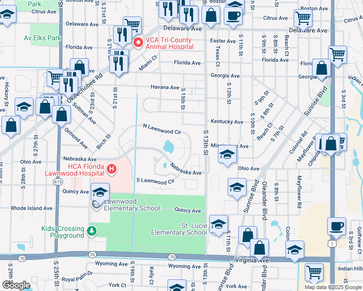 map of restaurants, bars, coffee shops, grocery stores, and more near 1427 Captains Walk in Fort Pierce