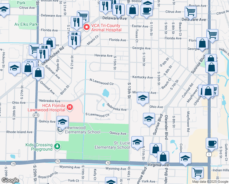 map of restaurants, bars, coffee shops, grocery stores, and more near 1433 Captains Walk in Fort Pierce