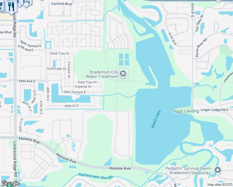 map of restaurants, bars, coffee shops, grocery stores, and more near 6137 Natalie Way East in Bradenton
