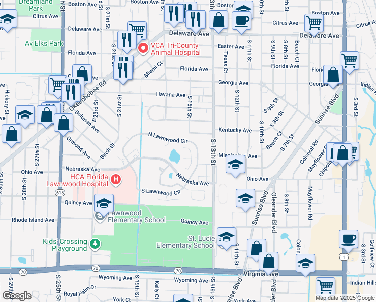 map of restaurants, bars, coffee shops, grocery stores, and more near 1437 Captains Walk in Fort Pierce
