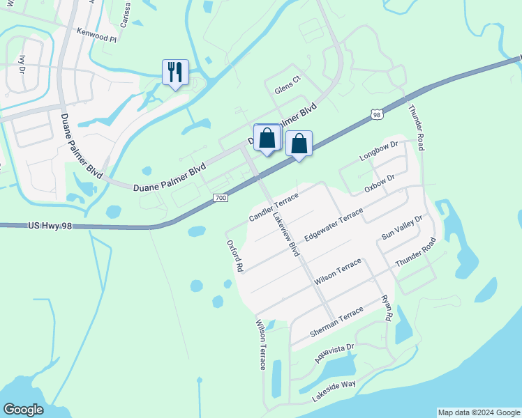 map of restaurants, bars, coffee shops, grocery stores, and more near 6223 U.S. 98 in Sebring