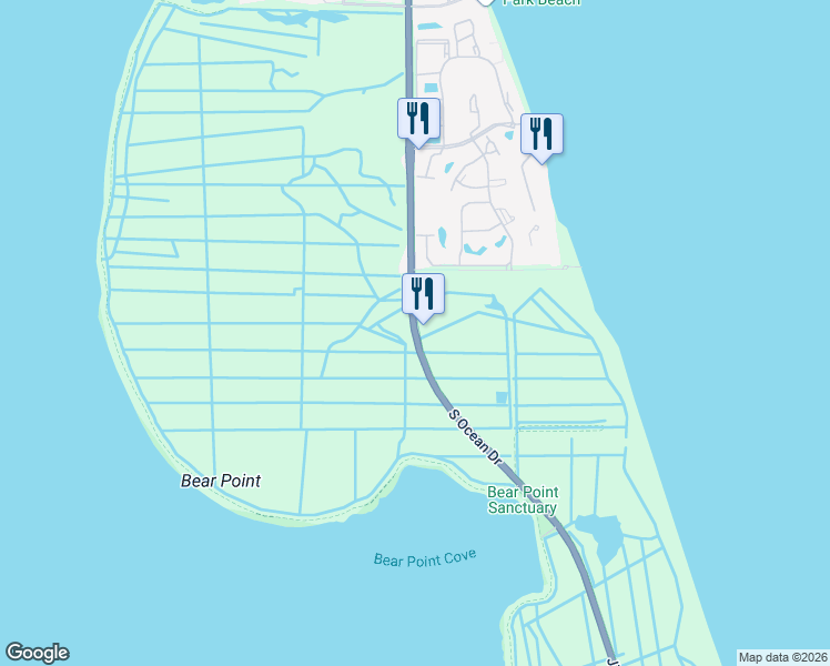 map of restaurants, bars, coffee shops, grocery stores, and more near 2401 South Ocean Drive in Fort Pierce