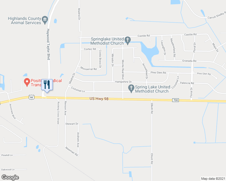 map of restaurants, bars, coffee shops, grocery stores, and more near 8213 Cozumel Lane in Sebring