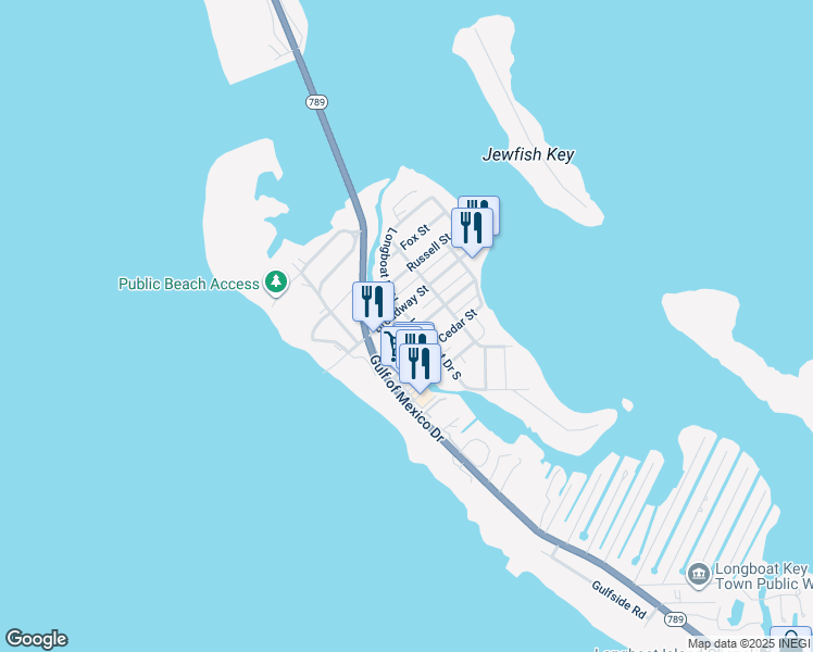 map of restaurants, bars, coffee shops, grocery stores, and more near 6927 Palm Drive in Bradenton Beach