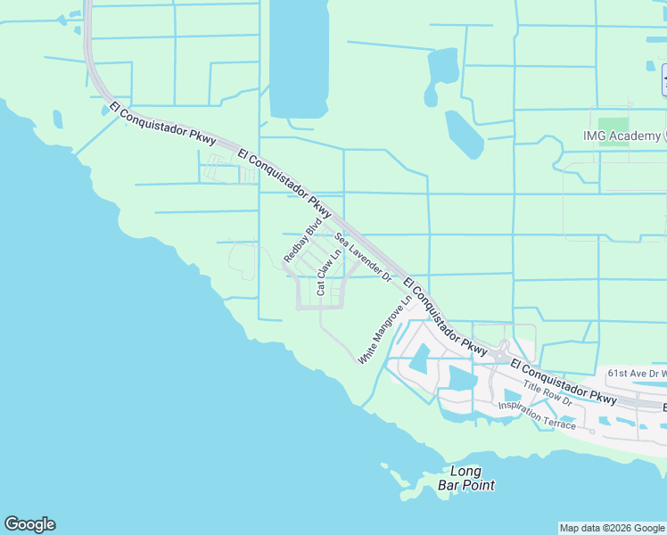 map of restaurants, bars, coffee shops, grocery stores, and more near Red Mangrove Lane in Bradenton