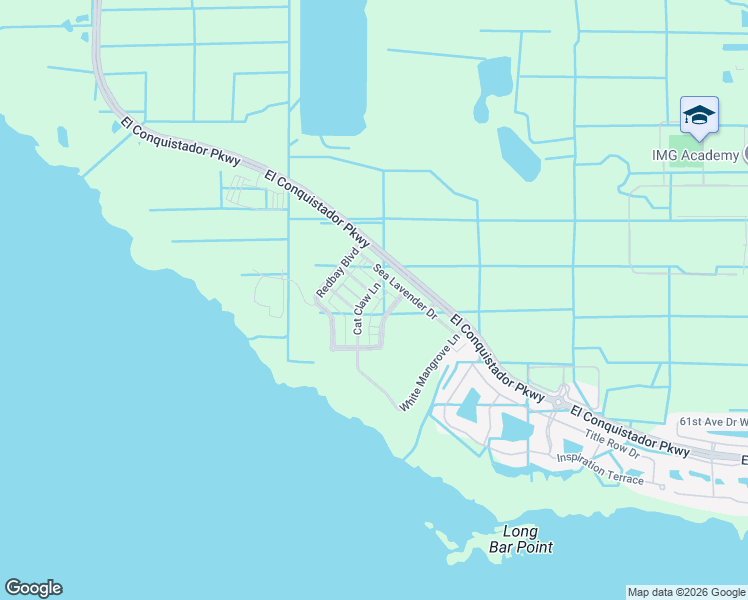 map of restaurants, bars, coffee shops, grocery stores, and more near 4350 El Conquistador Pkwy in Bradenton