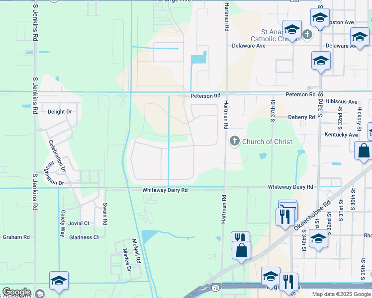 map of restaurants, bars, coffee shops, grocery stores, and more near 4202 Birkdale Drive in Fort Pierce