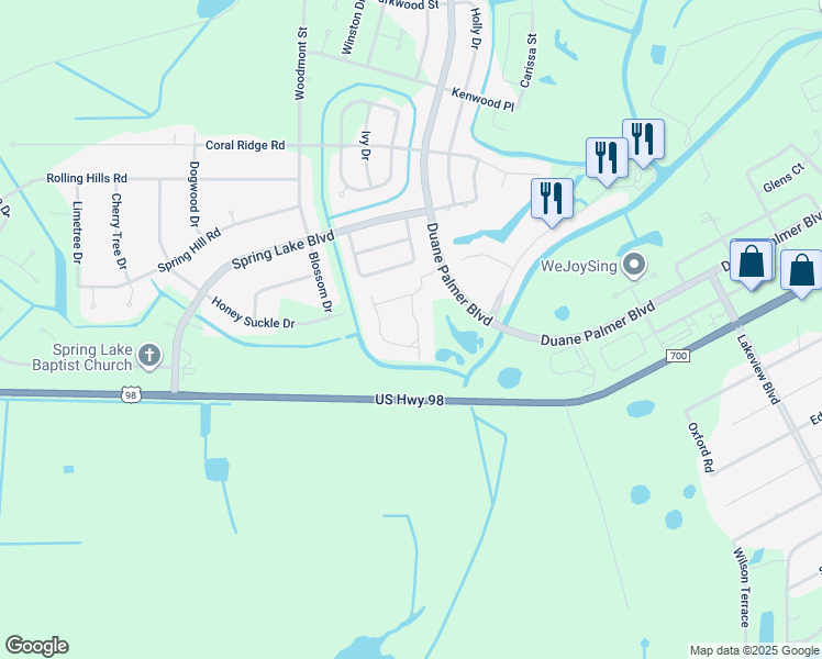 map of restaurants, bars, coffee shops, grocery stores, and more near 2218 Villaway East in Sebring