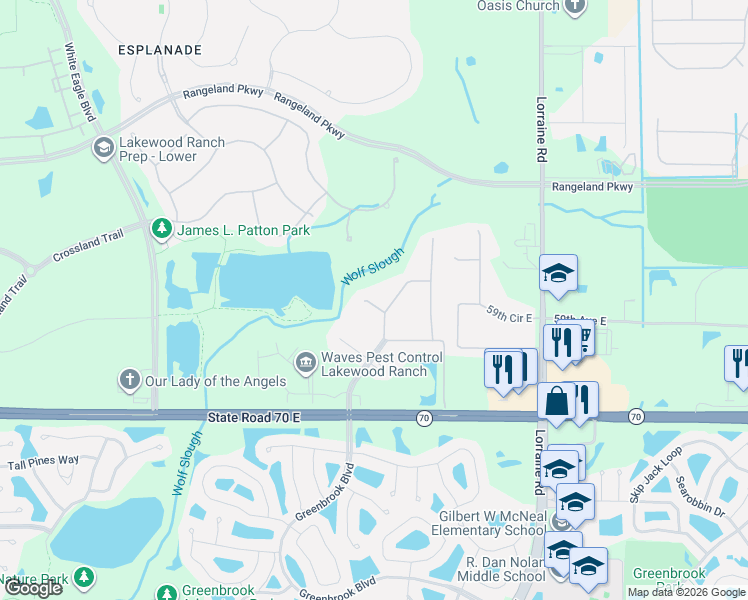 map of restaurants, bars, coffee shops, grocery stores, and more near 13819 Camden Crest Terrace in Bradenton