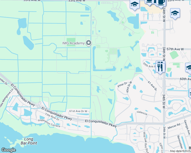 map of restaurants, bars, coffee shops, grocery stores, and more near 4639 La Jolla Drive in Bradenton