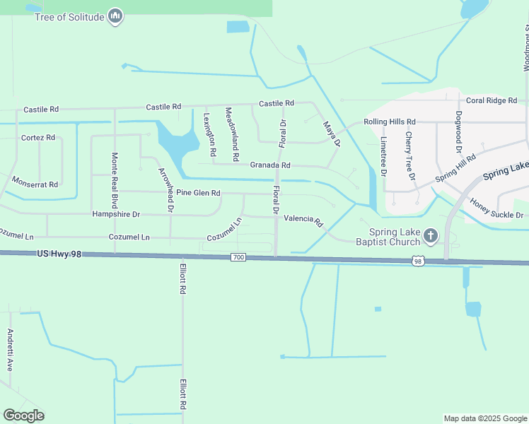 map of restaurants, bars, coffee shops, grocery stores, and more near 7925 Valencia Road in Sebring