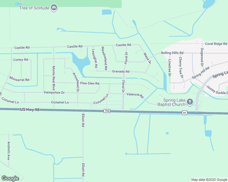 map of restaurants, bars, coffee shops, grocery stores, and more near 7925 Valencia Road in Sebring