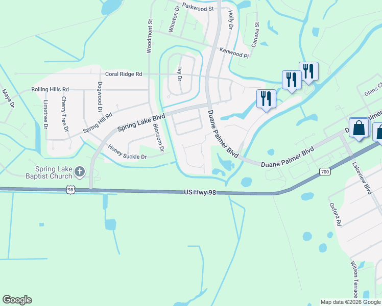 map of restaurants, bars, coffee shops, grocery stores, and more near 1018 Villaway West in Sebring