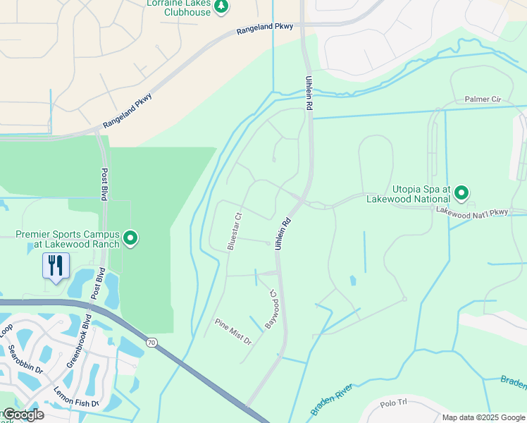 map of restaurants, bars, coffee shops, grocery stores, and more near Uihlein Road in Bradenton