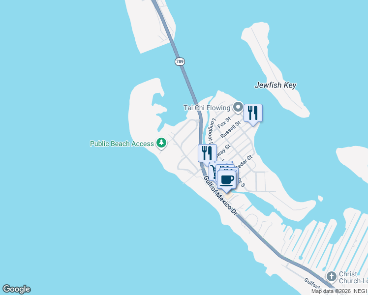 map of restaurants, bars, coffee shops, grocery stores, and more near 301 Firehouse Court in Longboat Key