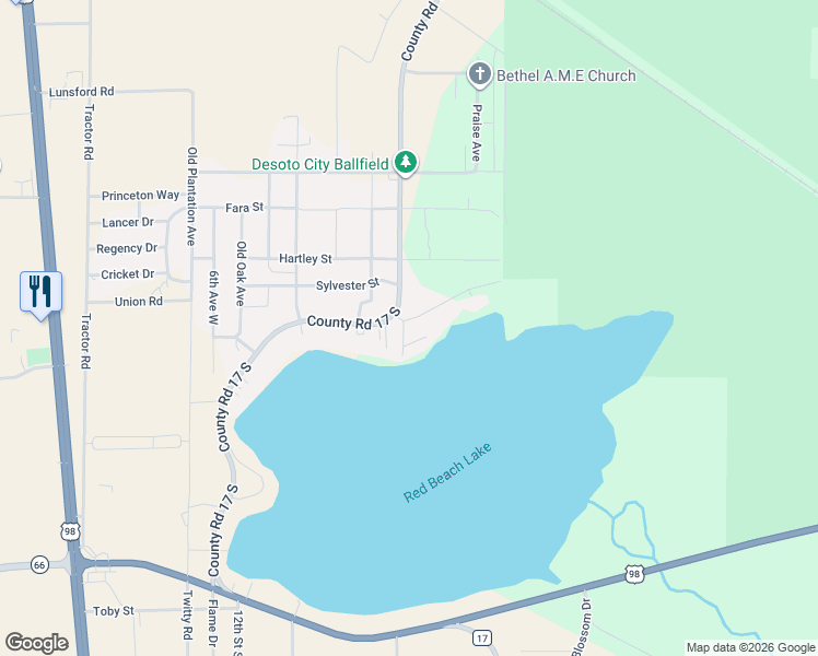 map of restaurants, bars, coffee shops, grocery stores, and more near 6005 Red Beach Lane in Sebring