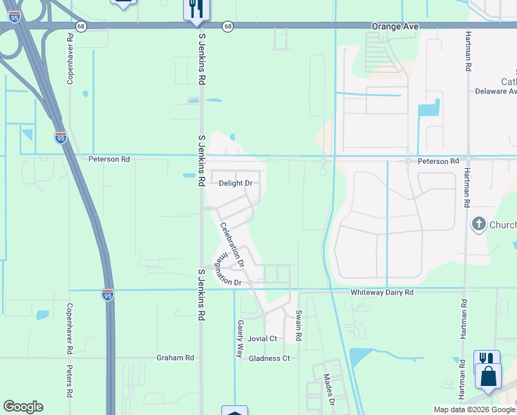 map of restaurants, bars, coffee shops, grocery stores, and more near 5319 Entertainment Way in Fort Pierce