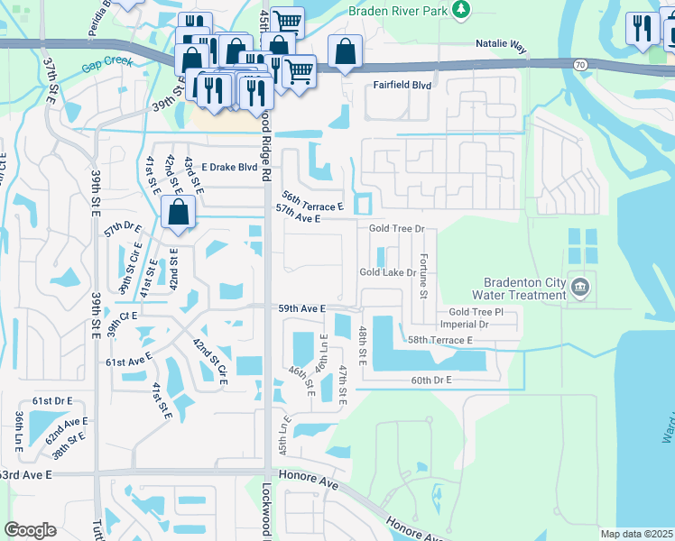 map of restaurants, bars, coffee shops, grocery stores, and more near 4718 Garden Arbor Way in Bradenton