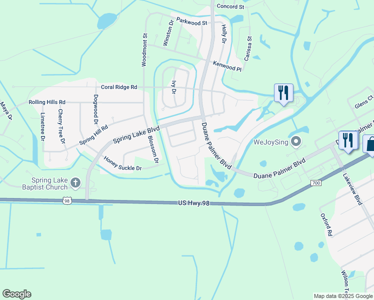 map of restaurants, bars, coffee shops, grocery stores, and more near 133-217 Oak Knolls Circle in Sebring