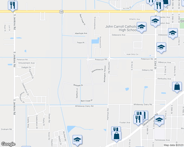 map of restaurants, bars, coffee shops, grocery stores, and more near 820 Bent Creek Drive in Fort Pierce