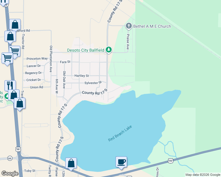map of restaurants, bars, coffee shops, grocery stores, and more near 6005 Lake Front Drive in Sebring